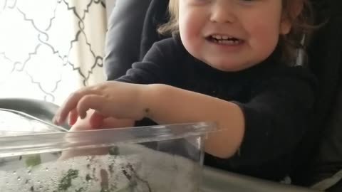 Baby wants Spinach, refuses sprinkles!