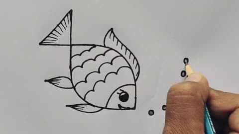 How to Draw Fish From Number 4 | Easy Fish Drawing | Number Drawing