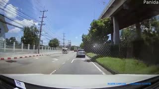 Moped Rider Casually Drifts into Occupied Lane