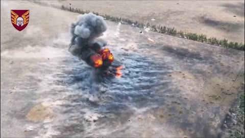 Ukrainian drones makes a Russian turtle tank explode