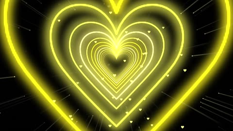 995. Heart Tunnel Animation Video💛Yellow Heart Background