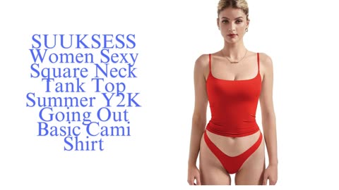 SUUKSESS Women Sexy Square Neck Tank Top Summer Y2K Going Out Basic Cami Shirt