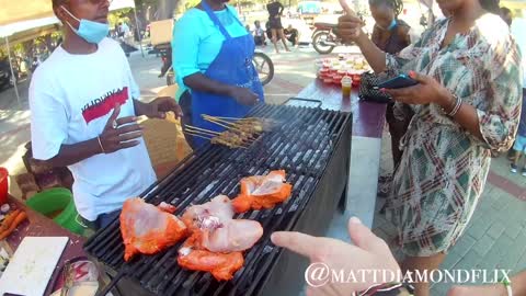 Mombasa, Kenya Food Festival - Chicken Wings, Fish Fingers, Shrimp, Chocolate Cake, Juice, & More