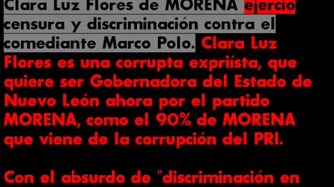 Clara Luz Flores de MORENA ejerce censura contra comediante Marco Polo