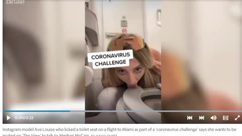 Coronavirus Challenge - czyli wezwanie do zarażania koronawirusem. Modelka liże sedes.