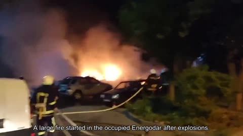 In the occupied Energodar, a major fire started after the explosions.