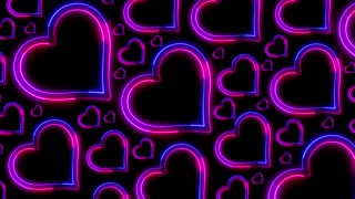 345. Pink and Blue Neon Hearts Background😘Sweet Love Heart Night Effect