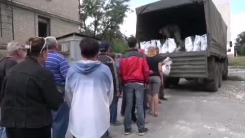 Russia distribution of humanitarian aid in Lisichansk.