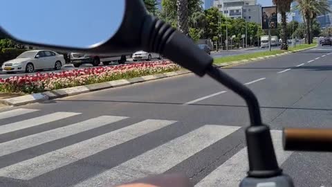 riding a scooter