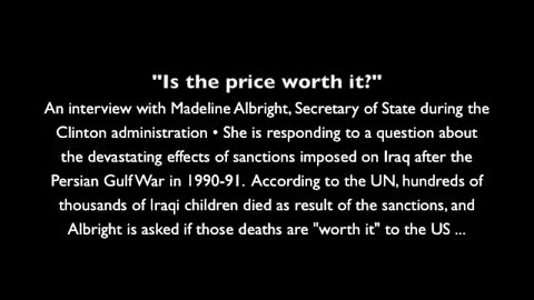 Madeline Albright on 60 Minutes justifies the killing of 500,000 Iraqi children