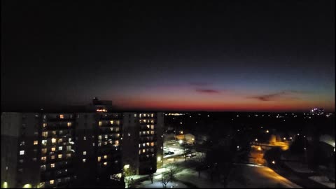 red sky at winter night