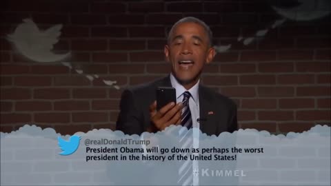 Barrack Obama - Reads Tweet From Trump saying he’ll go Down As The Worst President in the US - Obama Says at least I will go Down as a President