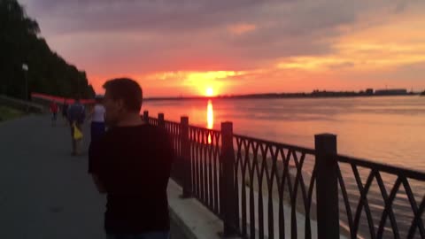 russia rybinsk walk embankment sunset