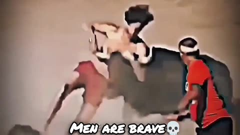 Men are brave💀...man vs bull 🐂