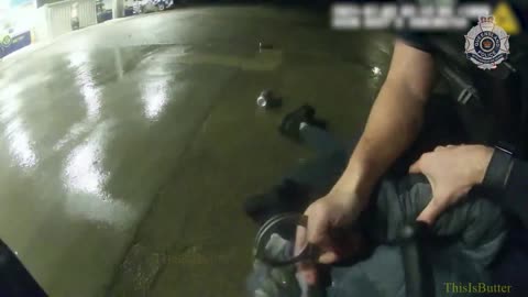 Bodycam footage shows QLD police officer’s tackling arrest of man suspected over servo burglary