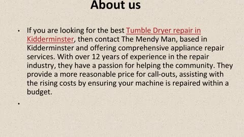 Best Tumble Dryer Repair in Kidderminster.