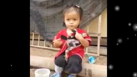Little Baby is bathing to chick | funny video | Cute funny video Part 32