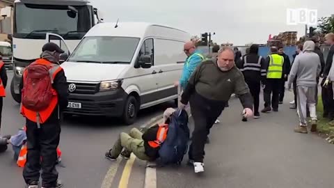 British Environmental Protestors Dragged Off Street By Angry Drivers