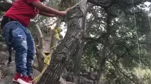 This Guy's Attempt At Rope Swinging Lands Him Right On The Rocks