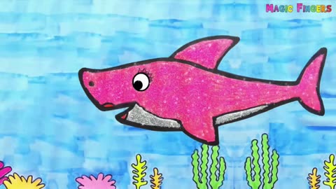 Learn How to Draw Pink Mommy Shark | Easy Drawing for Kids .