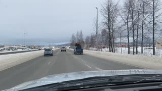 Giant Stuffed Moose Rides in Truck Bed