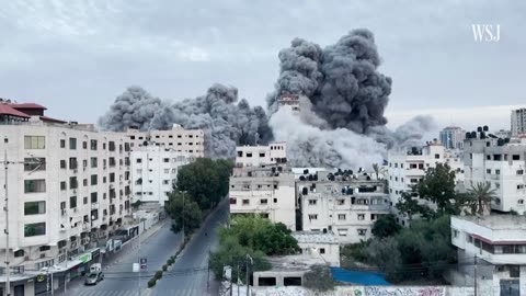 Watch: High-Rise Building in Gaza Crumbles After Israeli Airstrike