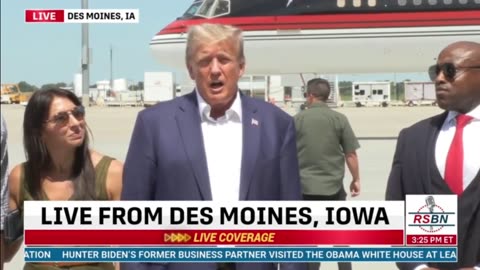 RSBN Coverage of President Trump Leaving Iowa State Fair Tarmac Interview