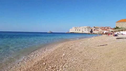 The sound of Mediterranean waves in the old town of Duvornik, Croatia