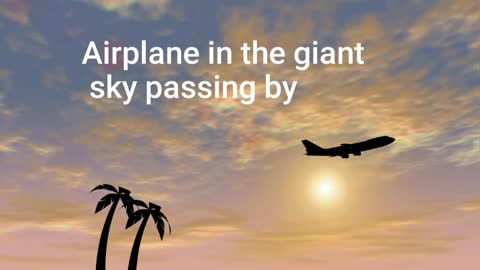 Airplane in the giant sky passing by