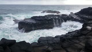 Ocean Waves at Queens Bath on Island of Kauai