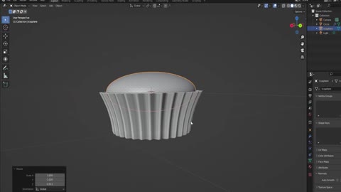 The different process of making procedural cupcakes in Blender, step two.