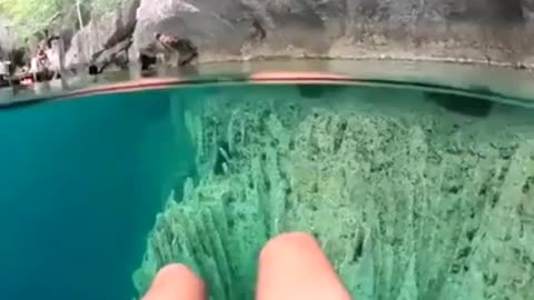 Very deep and clear lake in the Philippines
