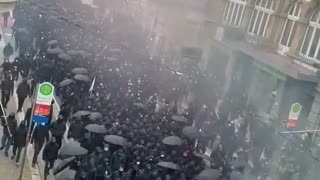 Massive Antifa group marches in Leipzig, Germany