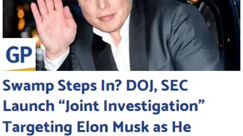 Political Nazi terrorist group trying to extort musk at the SEC and DOJ. To intentionally break the law of the constitution specifically the first amendment, in an act of war on Musk and American citizens. Swamp Steps In? DOJ, SEC Launch “Joint Investig