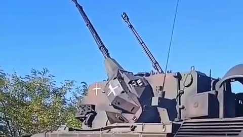 Armored AA 'Flakpanzer GEPARD SPAAG' supplied by Germany in service in Ukraine.