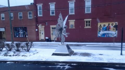 A Snowy Day at the Mothman Statue 1/24/2021