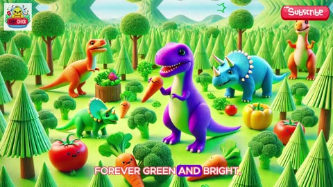 Dinosaur and Vegetables Song | Educational Song 4K | Sing Along | Nursery Rhymes and Songs for Kids