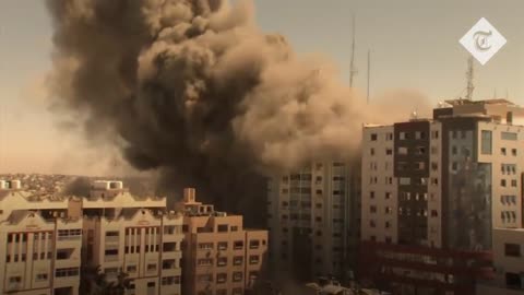 Watch the moment an Israeli air strike hits and Al-Jazeera offices in Gaza