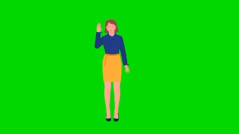 Female employe hello green screen video