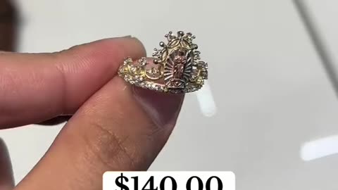 Ladies 3-Tone Gold Virgin Mary Crown Rings