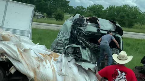 Truck Collision Scatters Debris Along Highway