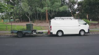 White Van With Compressor In Streets