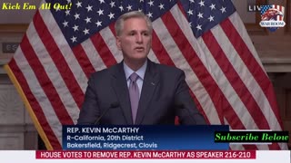 McCarthy Out - Says Congress Stopped Functioning Today - It Hasn't Functioned In Decades