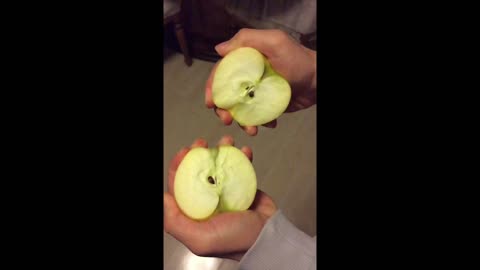 Crack an apple in half with bare hands in Slow Motion