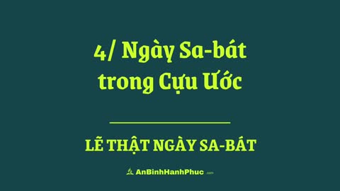 Lẽ thật ngày Sa-bát › Chương 04: Ngày Sa-bát trong Cựu Ước