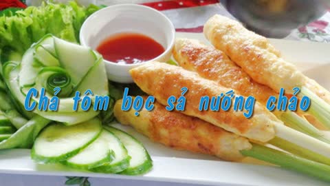 Chả tôm bọc sả nướng chảo