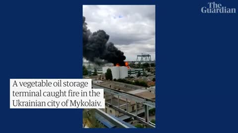 Vegetable oil terminal burns in Ukrainian port city of Mykolaiv