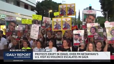 Israelis protest Netanyahu's U S trip as violence escalates in Gaza