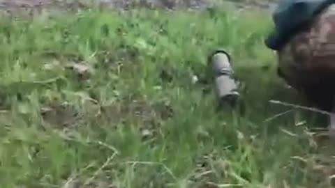 Ukraine Soldier Hit by Shrapnel from Airbust