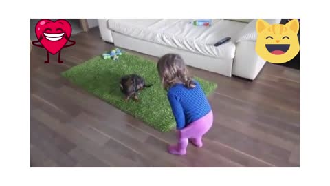 baby girl and her dog talk eachother thier own lunguage